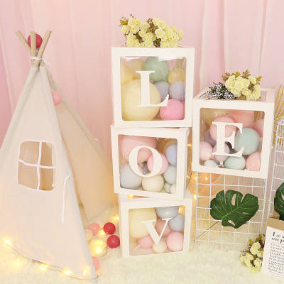 Net Red Balloon Box Courcours Wedding Arrangement Creative Supplies Props Table White Valentine's Day Birthday Decoration Scene Arrangement