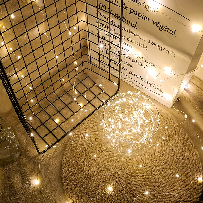 Led copper wire lamp small colored light flashing light lamp string full Star romantic room courtable wedding table white decoration brass wire lamp