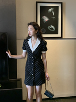 viss Gold French Vintage Polo Point Black Dress Female 2021 Medium Long Hepburn Little Black Skirt