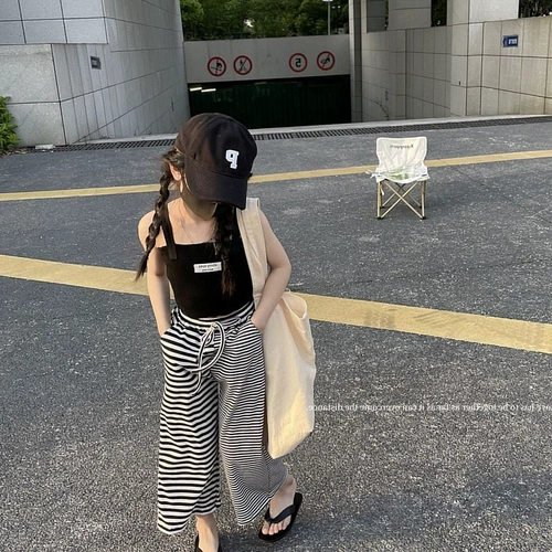 Летняя базовая приятная телу майка топ для девочек без рукавов, эффект подтяжки, в корейском стиле