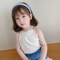 2024 New Girls Summer Clothes Solid Color Sleeveless Suspenders Baby Style Tops Childrens Round Neck Vest Thin Outerwear