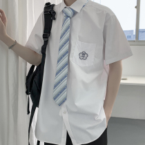 Fujiwara Wild Sichuan Dk Uniform Foundation Short Sleeve Shirt Male Jk White Shirt Original Lover Costume Institute Wind Class Clothes