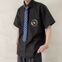 Original Dk Uniform Male Jk Shirt Summer Short Sleeve Middle Sleeve Blouse Embroidery Student College Wind Class High School Students Summer