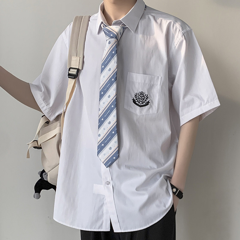 Fujiwara Nogawa dk uniformed men's original couple jk shirt woman short sleeve school season school season banfu Academy windy shirt