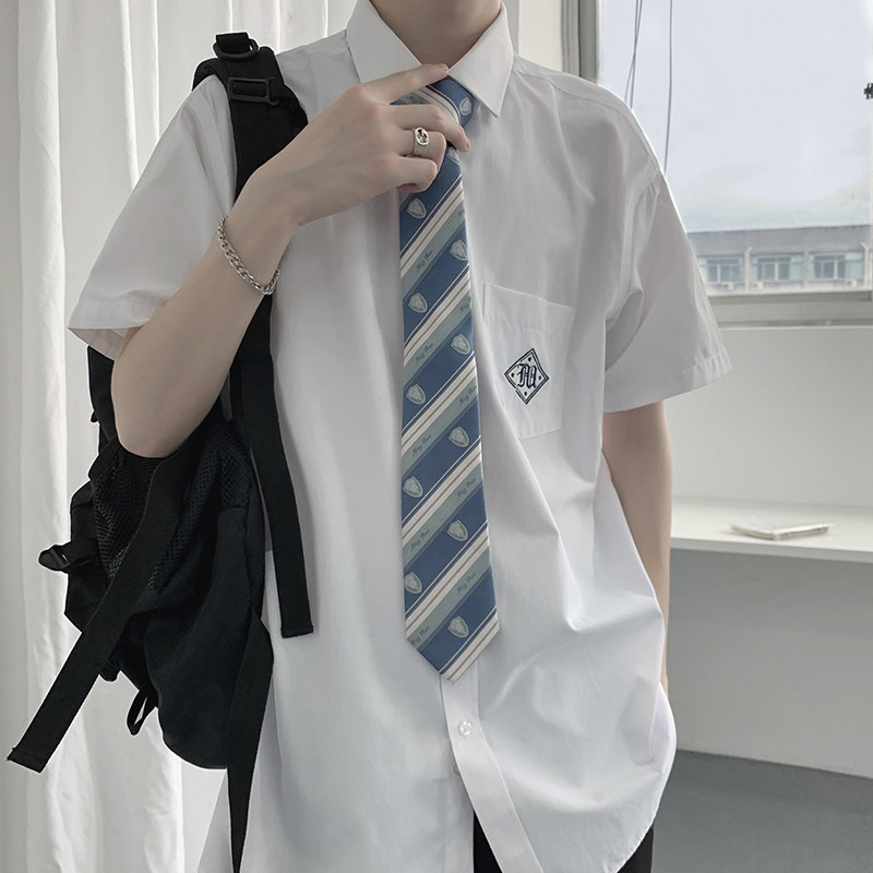 dk uniform short sleeve shirt male jk shirt original college wind class day family yuppie lover fitting design feel shirt