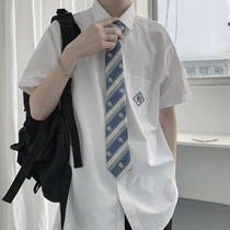 dk uniform short sleeve shirt male jk shirt original college wind class clothes day family yuppie dress design sense lining clothing