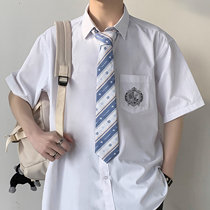 Fujiwara Wild Sichuan Dk Uniform Male High School Boy Summer Banfu Academy Wind White Shirt Lovers Jk Shirt Woman Short Sleeve