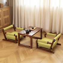 Tatami chair coffee table back chair solid wood low table floating window table Japanese tatami table and chair small coffee table and room chair