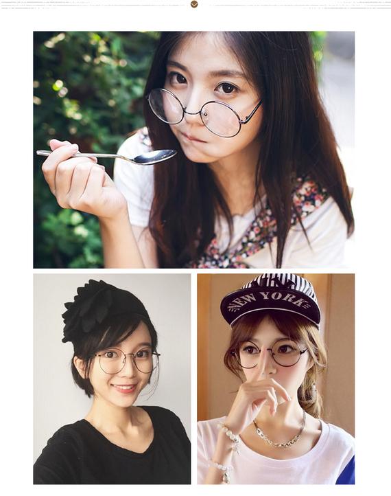 Khung tròn kim loại retro hộp mắt phẳng Phiên bản Hàn Quốc của kính cận thị khung siêu nhẹ nam văn học nữ mẫu kính thủy triều kính chrome hearts