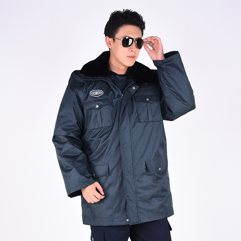 2018款新式保安大衣墨绿色多功能大衣防寒冬