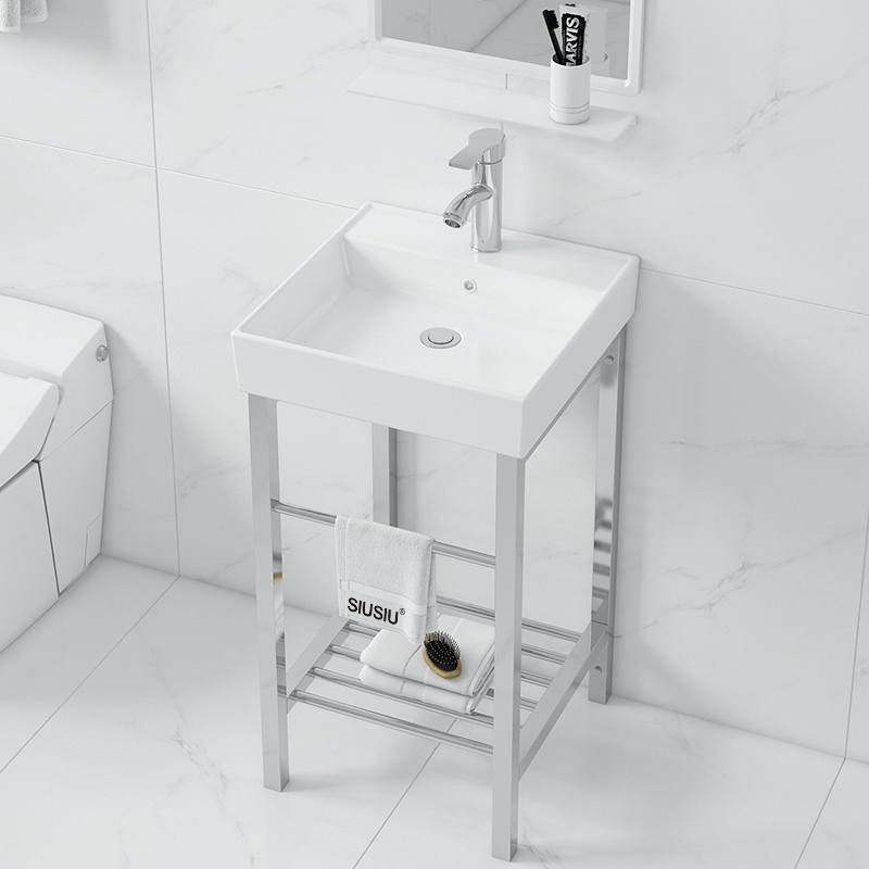 Stainless steel bracket vertical washbasin one ceramic balcony floor-to-ceiling laundry basin washing washbasin basin