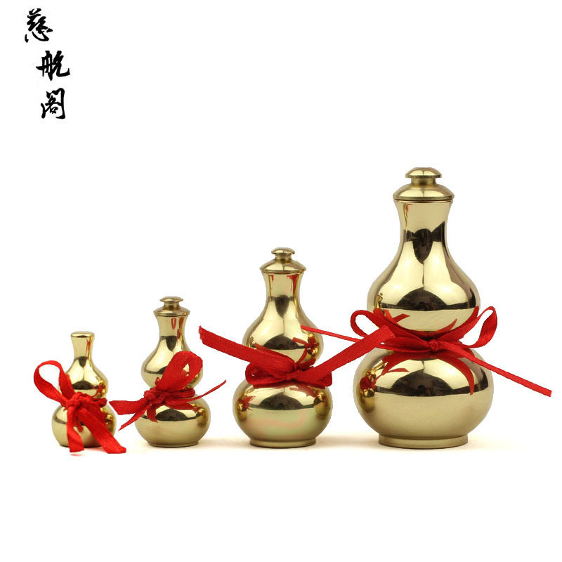 Copper gourd pendant copper gourd solid gourd hollow gourd ornament five emperors money copper gourd pendant