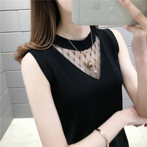 Ice silk camisole Vest Womens interior summer 2021 New hollow mesh knitted base shirt sleeveless thin top