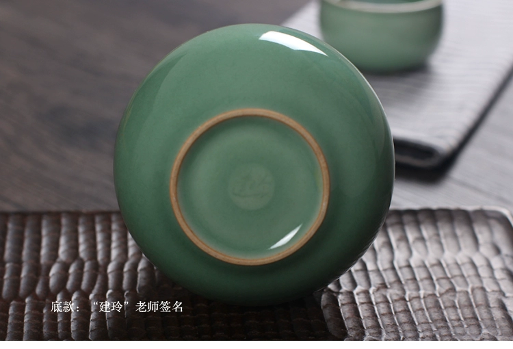 Long Tuyền celadon bộ 4 miếng ấm rượu gốm gốm rượu vang vàng sake rượu vang trắng shochu cốc thủ công ấm rượu sho - Rượu vang ly uong ruou