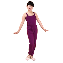 Childrens spring and summer dance practice clothes for girls suspenders overalls childrens dance pants