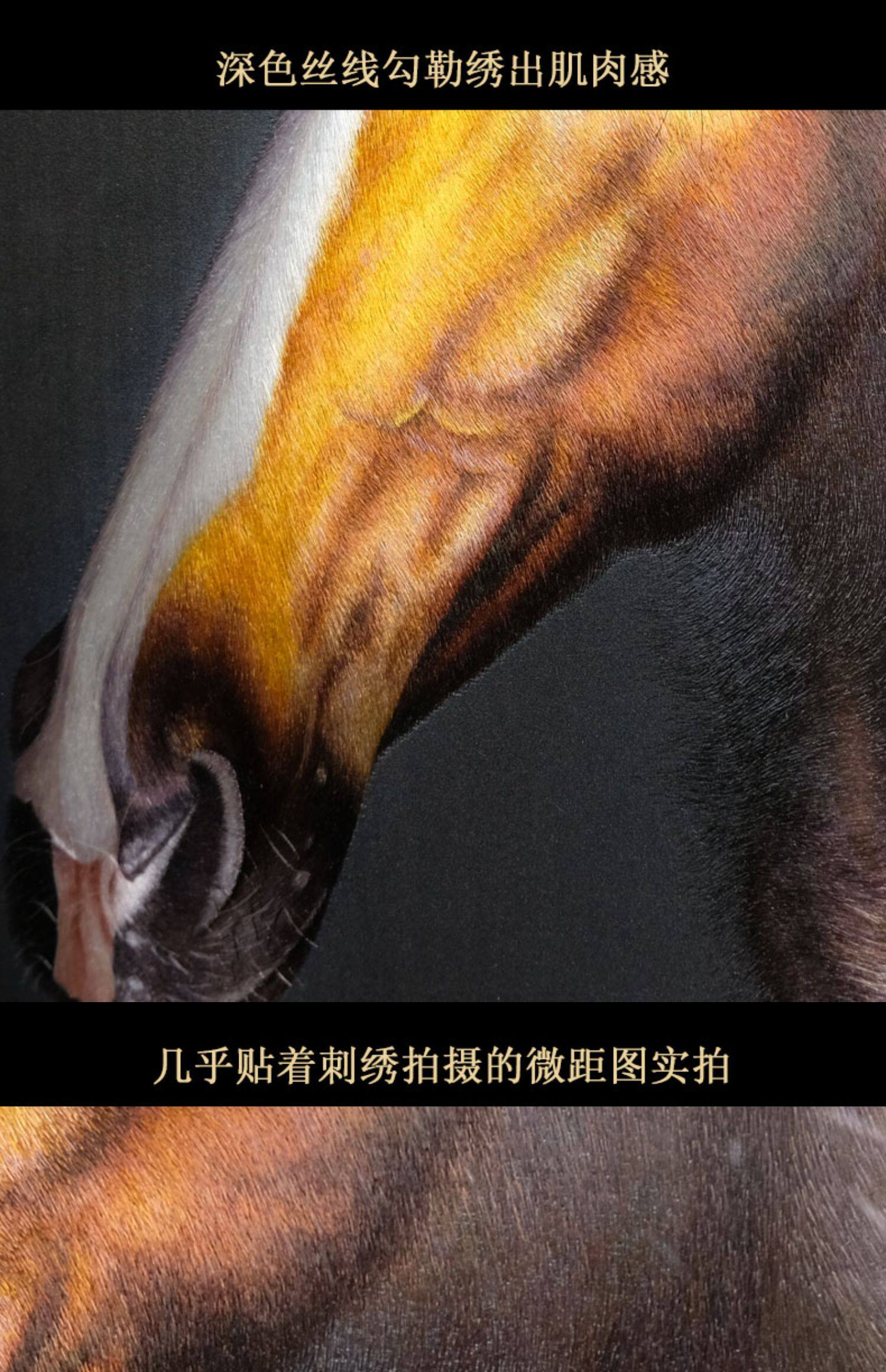 Вышивка Сучжоу 艺绫手工刺绣1丝2丝苏绣现代艺术书房装饰画马到成功骏马动物挂画