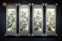 Yijing handmade Su embroidery fine landscape embroidery decorative painting Chinese living room study four hanging paintings Antique landscape painting