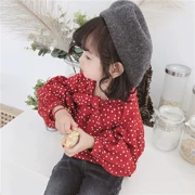 Áo sơ mi nữ mùa xuân và mùa thu cho bé gái 2018 Áo mới cho bé Áo cotton cho bé Áo dài tay 1-3 tuổi 4