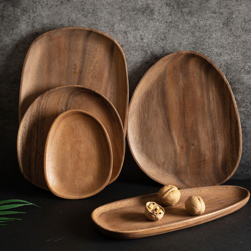 Solid Wood Small Tray, Wooden Cup Holder, Coaster, Walnut Irregular Coffee Tray, Nut Snack Tray, Wooden Tableware Tray