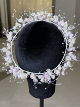 Mego original colorful handmade lily of the valley wreath bridal headwear forest style sample photo shoot on location travel