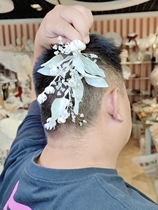 Megos original handmade octagonal flower crystal side bridal headwear and makeup styling photo shoot on location and travel