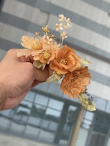 Meiko original orange handmade new Chinese style bridal headwear and makeup styling photo shoot wedding Xiuhe accessories