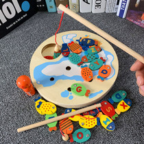 Baby children fishing toy magnetic set 1-2 years old puzzle male and female children 3-4 year old baby wooden