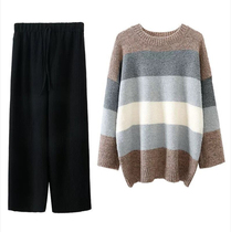 Early autumn fashion fat mm2021 new light cooked fried street age-reducing two-piece suit temperament is thin foreign style large size female