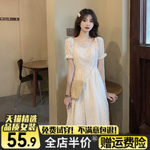 Fa-style first love sweet and white dress for children Summer 2022 new spring little sub-fairy bubbly sleeves Long dress