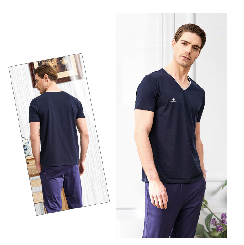 Hanmson 瀚 明欣 nhà dịch vụ nam mùa hè bông lụa phần mỏng thoáng khí thường đồ ngủ lỏng lẻo đơn ngắn tay áo đồ bộ nữ đẹp