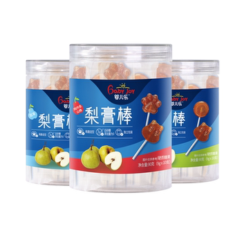 Baby pear paste lollipop snacks