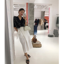 WXLSTUDIO simple solid color ~ casually round is very nice flowered white summer skirt