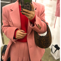 wxlstudio premium pink Sweet ~ small man suit woolen jacket pleated skirt two-piece women