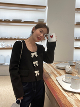 WXLSTUDIO Early Autumn Fried Street with butterfly knot black fur with small jacket female sleeve head 100 full fleece blouse