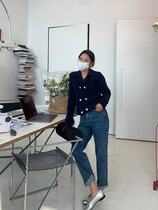 Double-breasted cardigan womens 2021 New sweater coat that pokes into the heart at a glance WXLSTUDIO