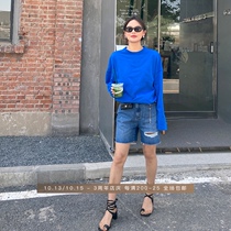 WXLSTUDIO hole denim shorts women thin 2021 summer new black high waist straight five-point hot pants