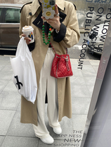 WXLSTUDIO TRENDY SINGLE One of the white broadlegged pants ladies fall new high waist 100 lap casual pants