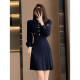 Xiaoxiangfeng Tibetan blue temperament small Polo knitted dress autumn new chic and beautiful skirt waist