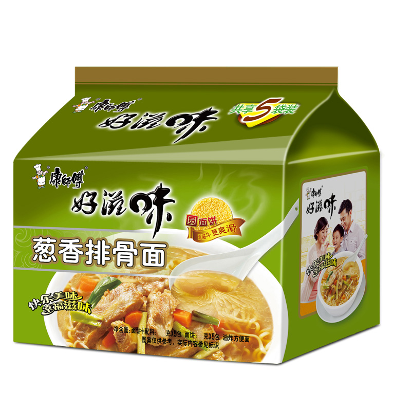 【天猫超市】康师傅好滋味葱香排骨五连包 96g*5/袋