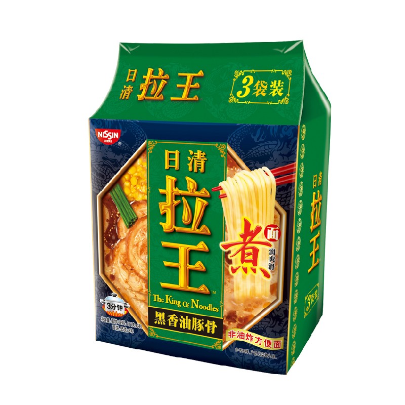 【天猫超市】日清泡面 拉王黑香油豚骨风味方便面三入优惠装306g