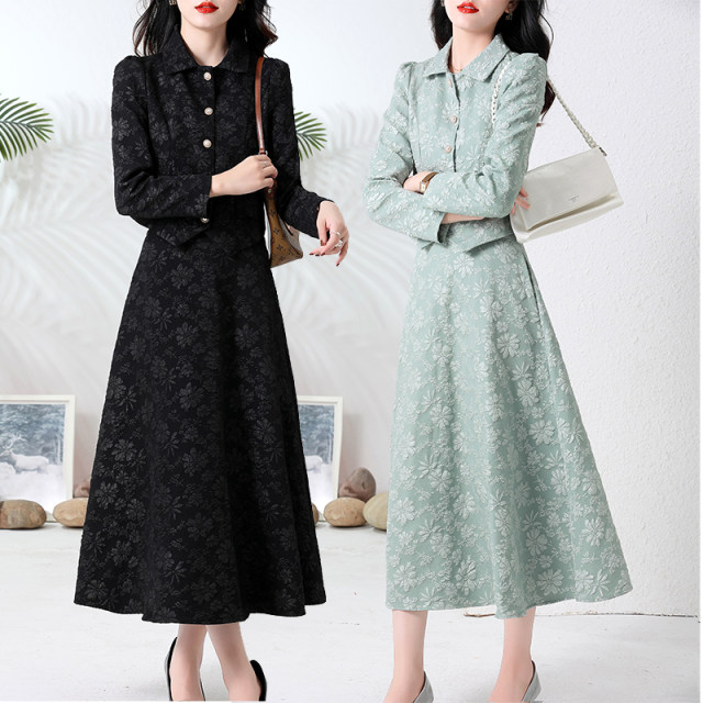 Spring wear a complete set of women's 2023 early spring and autumn new women's small suit suit skirt temperament jacquard dress