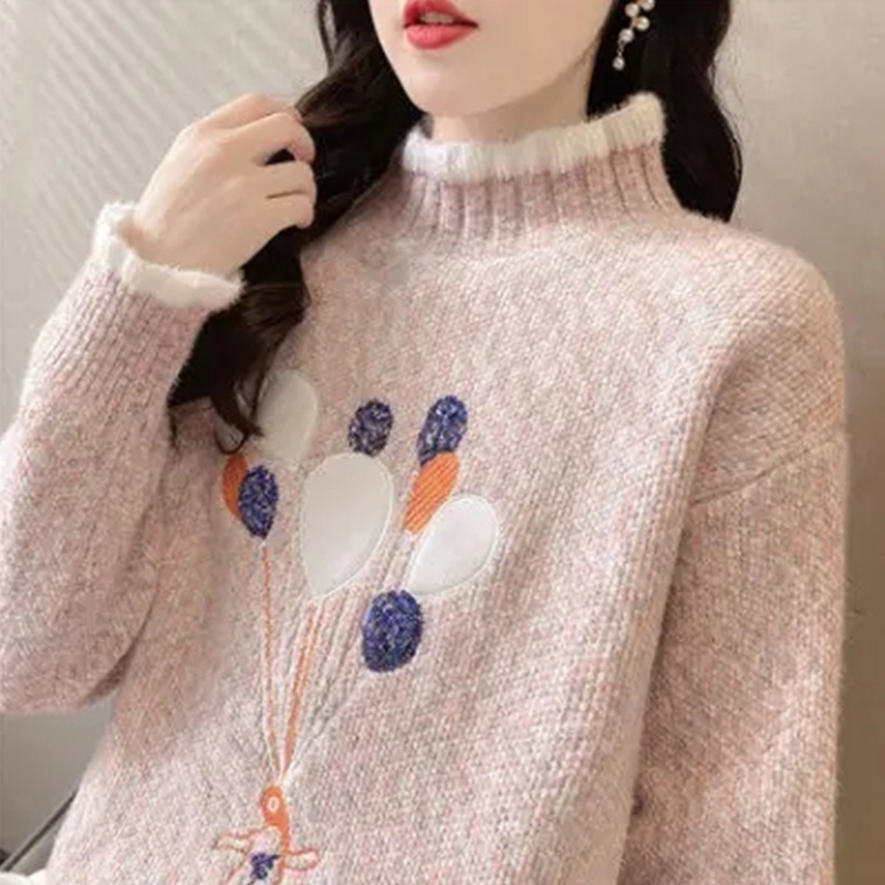 Autumn and Winter Maternity Wear, Nursing Clothes, Half-High Collar Chenille Sweater, Loose Outer Wear, Thickened Inner Wear, Nursing Top