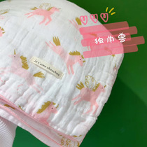 Foreign Trade Childrens cover is cotton four-layer baby gauze blanket soft wash sweat kindergarten summer quilt push car blanket air conditioning quilt