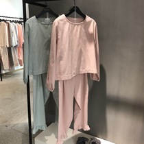 MAHAMAHA SWEET pajamas WOMENs long-sleeved thickened cotton brushed autumn and winter ruffle warm home service suit