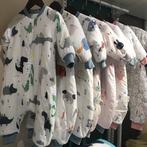 Foreign trade baby gauze padded sleeping bag Baby warm anti-kick quilt childrens split-leg sleeping bag thin spring and autumn thickened winter style