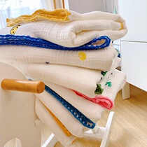 Foreign trade children cover cotton cartoon embroidered gauze blanket baby cover blanket spring summer and autumn newborn kindergarten cover blanket