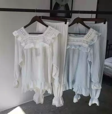 Foreign trade Home clothing Princess cotton gauze home Clothing Spring and Autumn new pajamas nightgown lace girl pajamas set