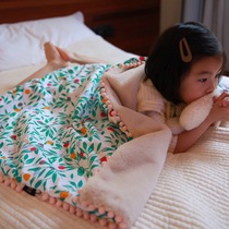 Handmade wool ball ball cover blanket rabbit fluff blanket cartoon double-sided cute sofa cover quilt cotton childrens student dormitory blanket