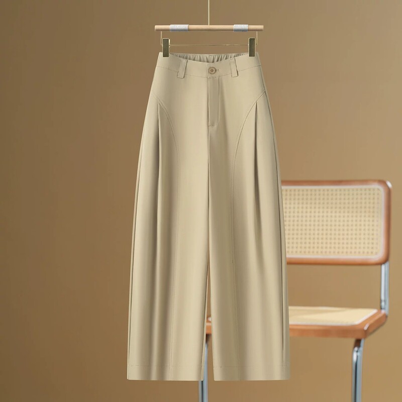 Popular Curved-Leg Pants for Women 2026 Spring and Autumn New Style Loose Pear-Shaped Slimming Pleated Accordion Pants Commuting Bass Suit Pants Popular Curved-Leg Pants for Women 2026 Spring and Autumn New Style Loose Pear-Shaped Slimming Pleated Accordion Pants Commuting Bass Suit Pants