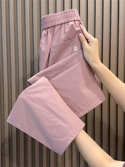 冰丝哈伦裤女夏季薄款宽松显瘦大码休闲直筒九分速干裤束脚运动裤